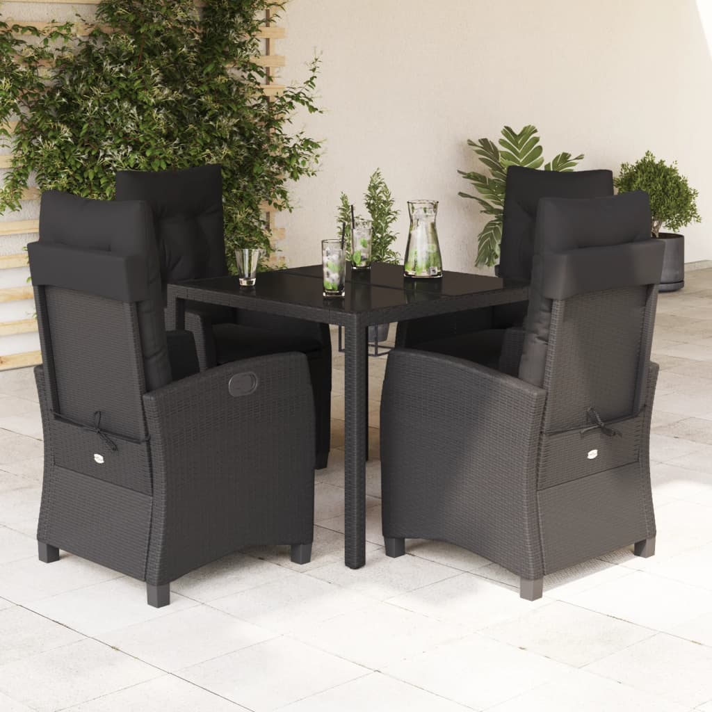 5-Delige Tuinset Met Kussens Poly Rattan Zwart