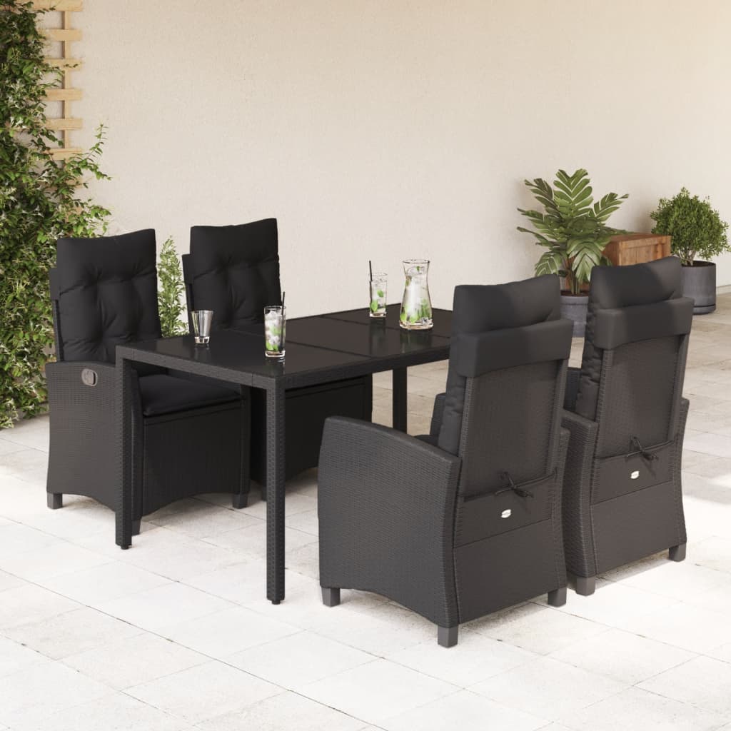 3-Delige Tuinset Met Kussens Poly Rattan Zwart