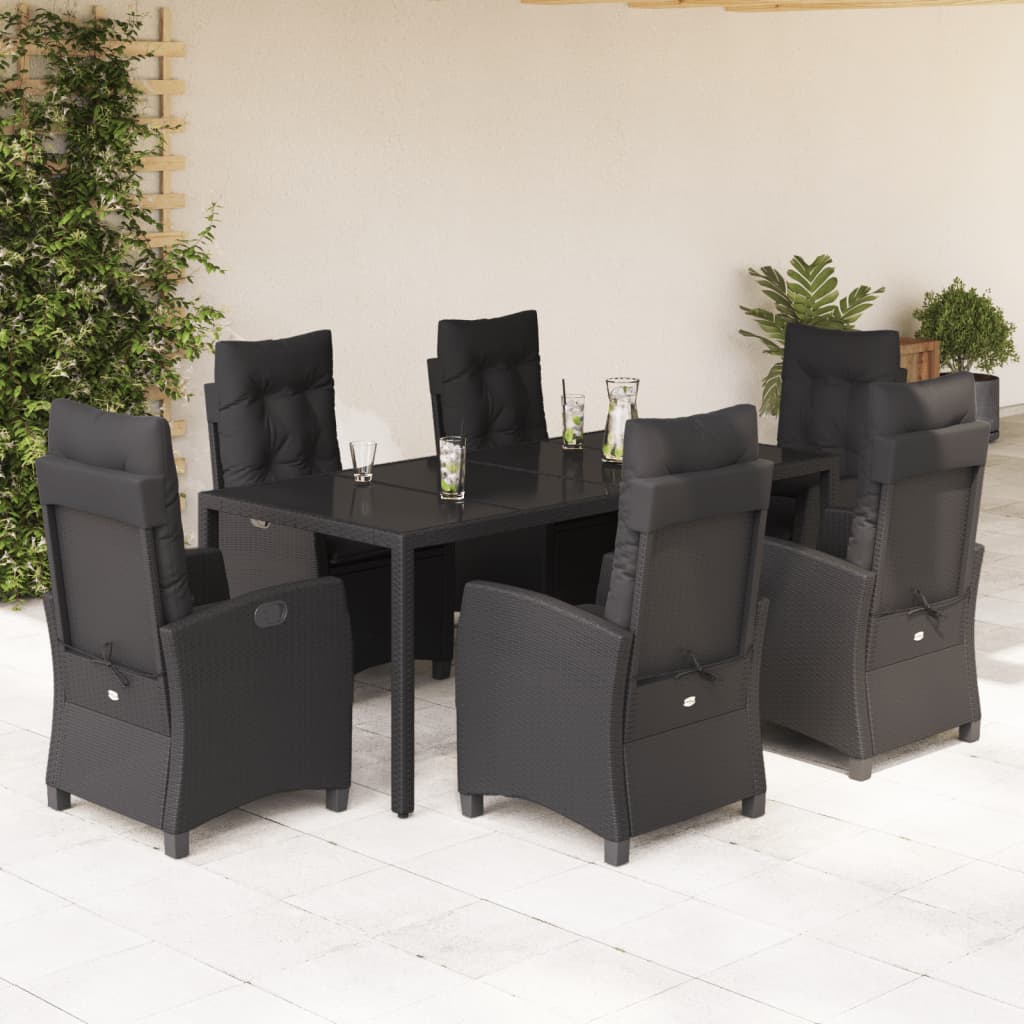 3-Delige Tuinset Met Kussens Poly Rattan Zwart