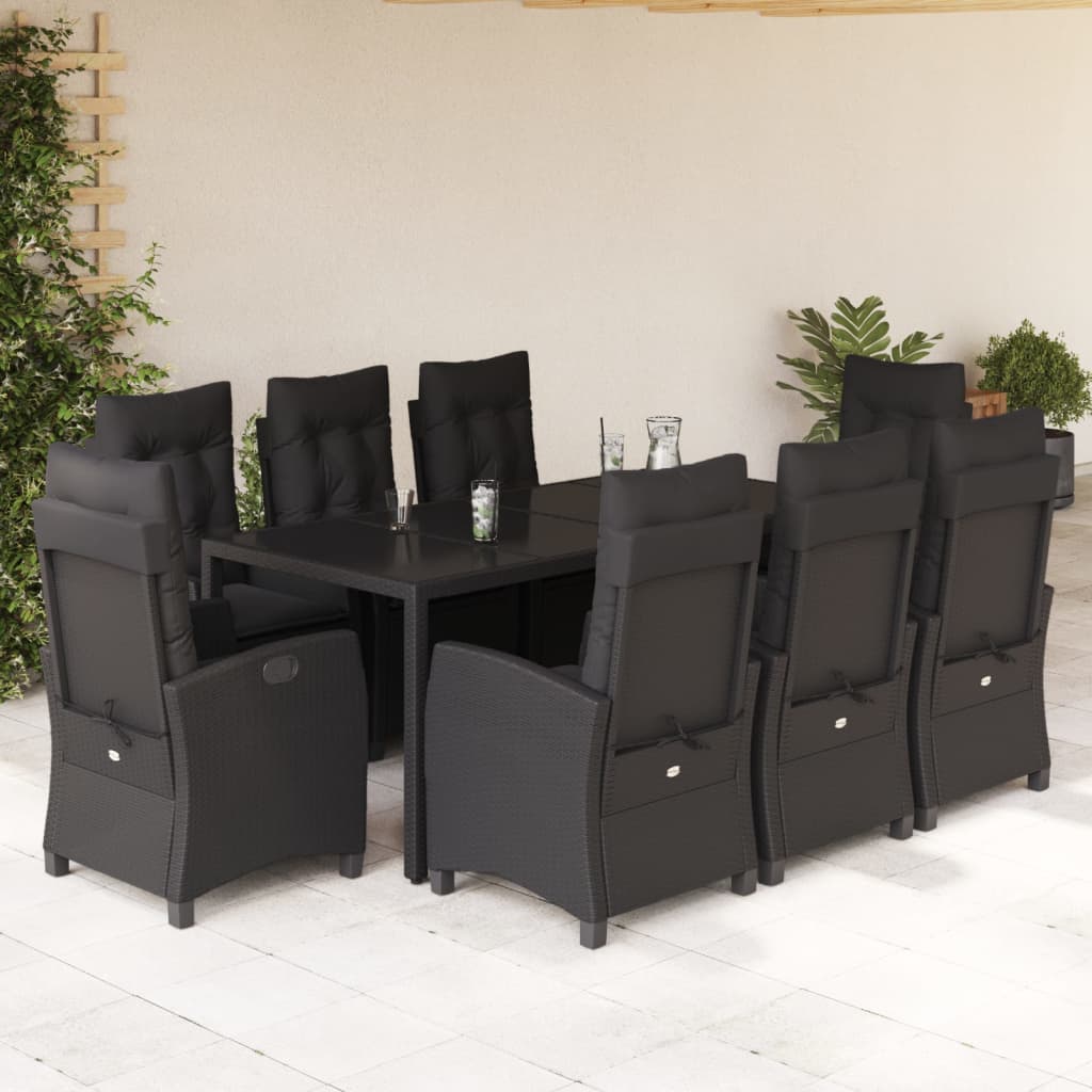 5-Delige Tuinset Met Kussens Poly Rattan Zwart