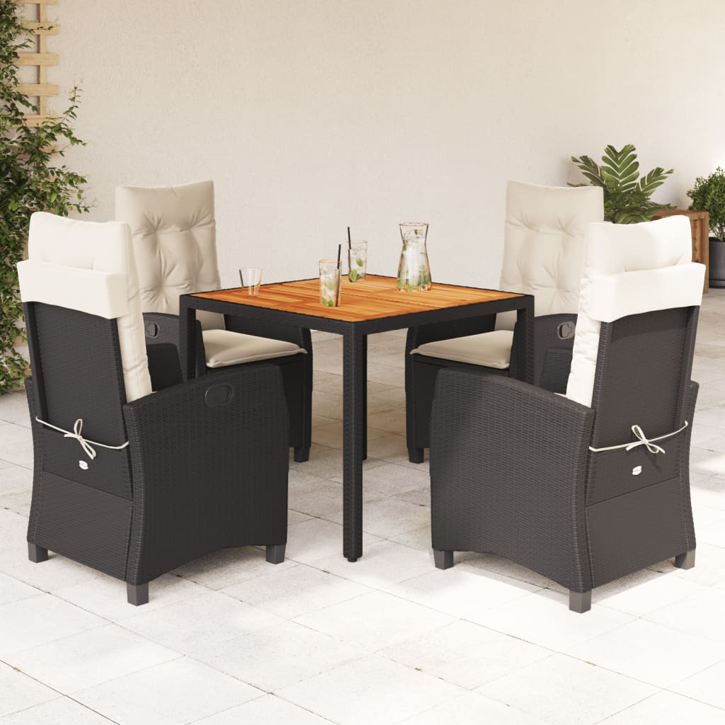 9-Delige Tuinset Poly Rattan Zwart