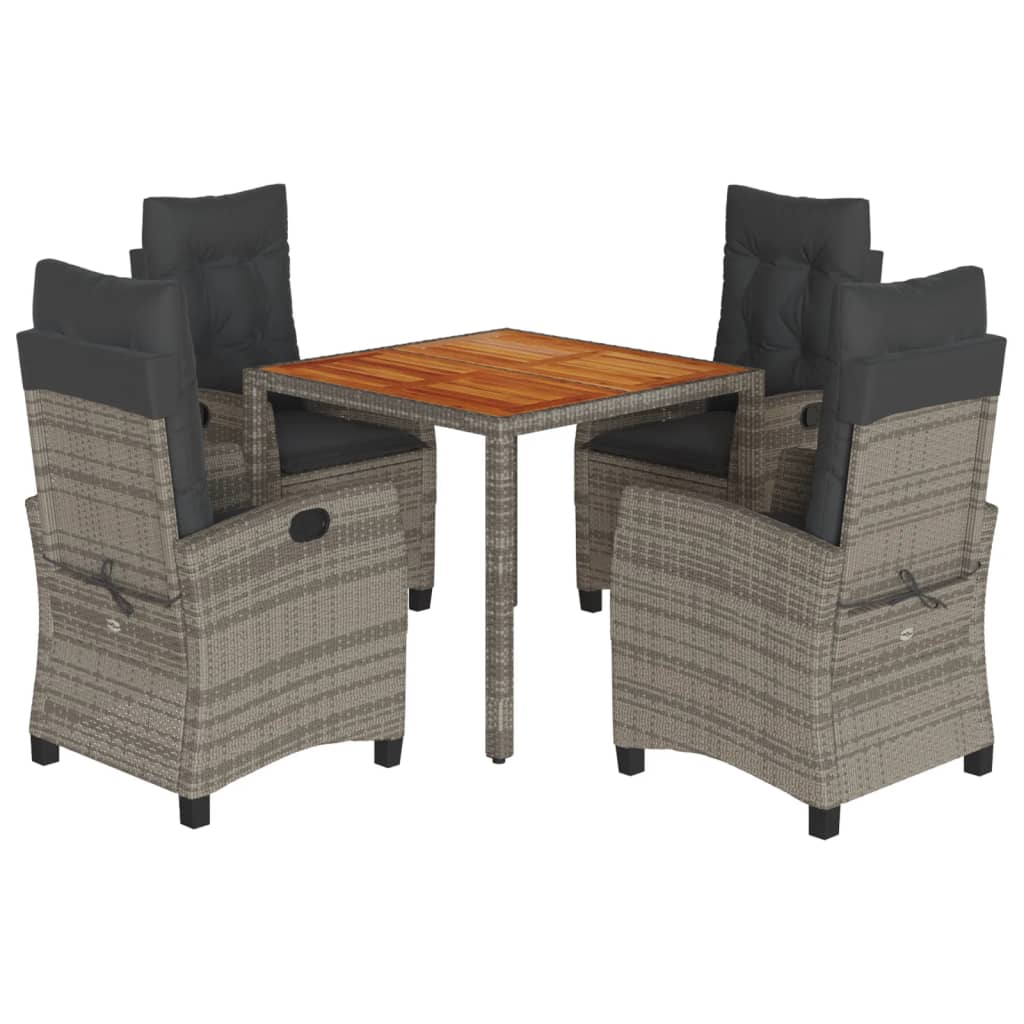 5-Delige Tuinset Met Kussens Poly Rattan Grijs