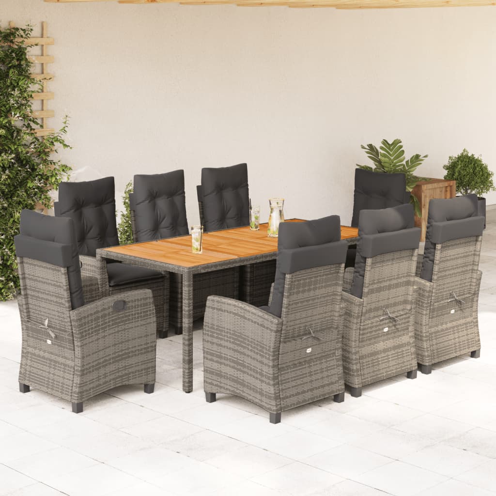 5-Delige Tuinset Met Kussens Poly Rattan Grijs