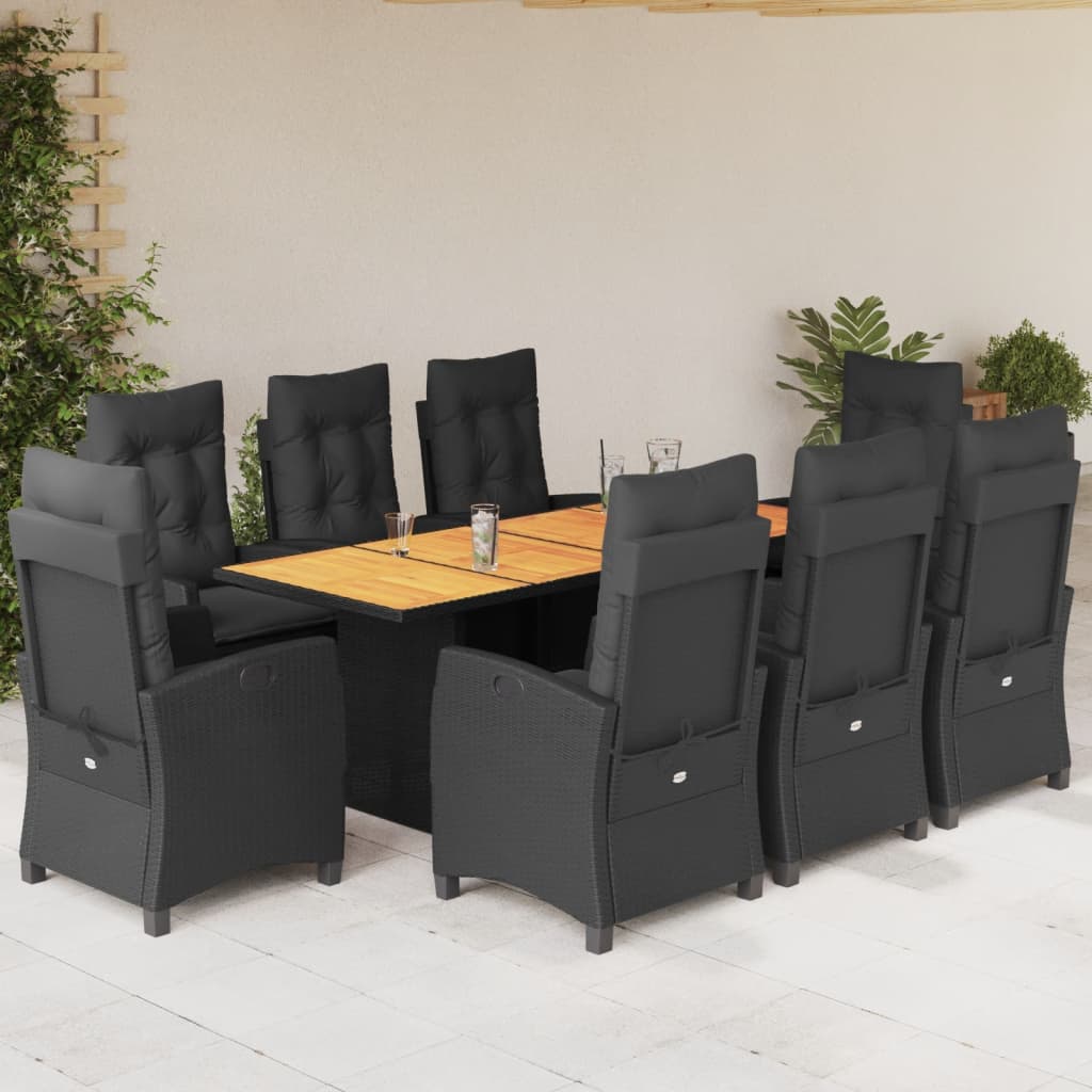 9-Delige Tuinset Met Kussens Poly Rattan
