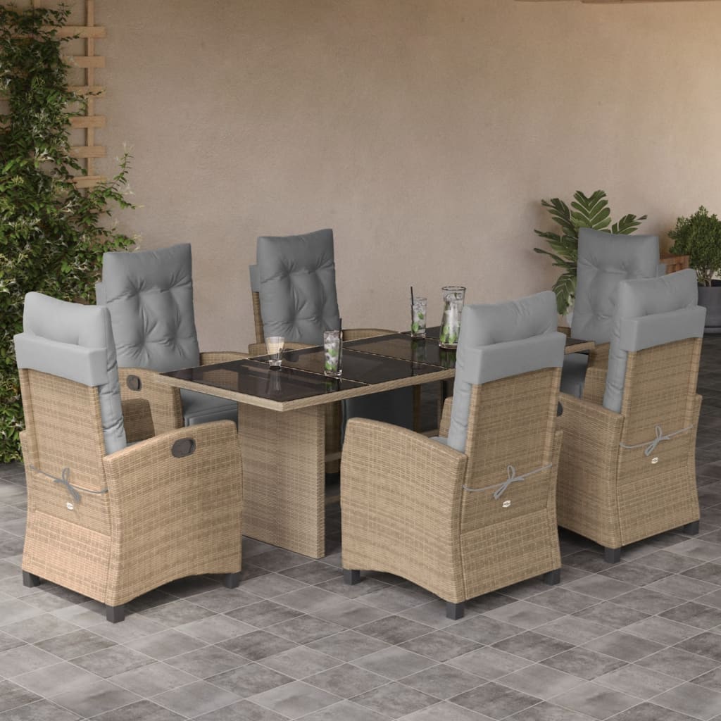 7-Delige Tuinset Met Kussens Poly Rattan