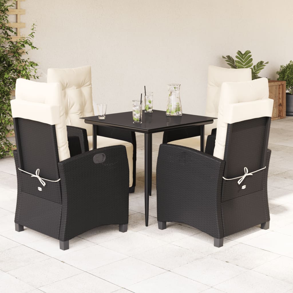 5-Delige Tuinset Met Kussens Poly Rattan Zwart