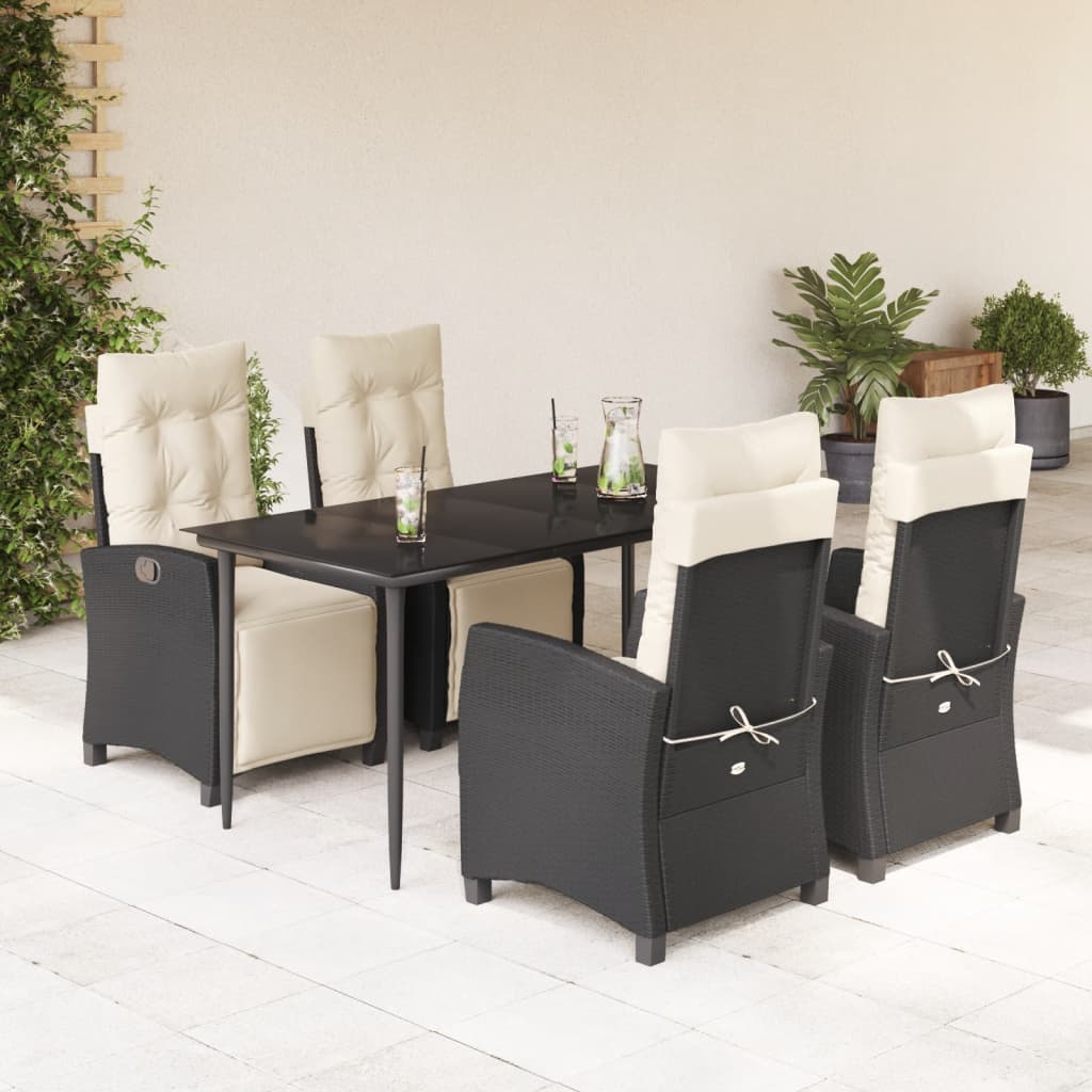 5-Delige Tuinset Met Kussens Poly Rattan Zwart