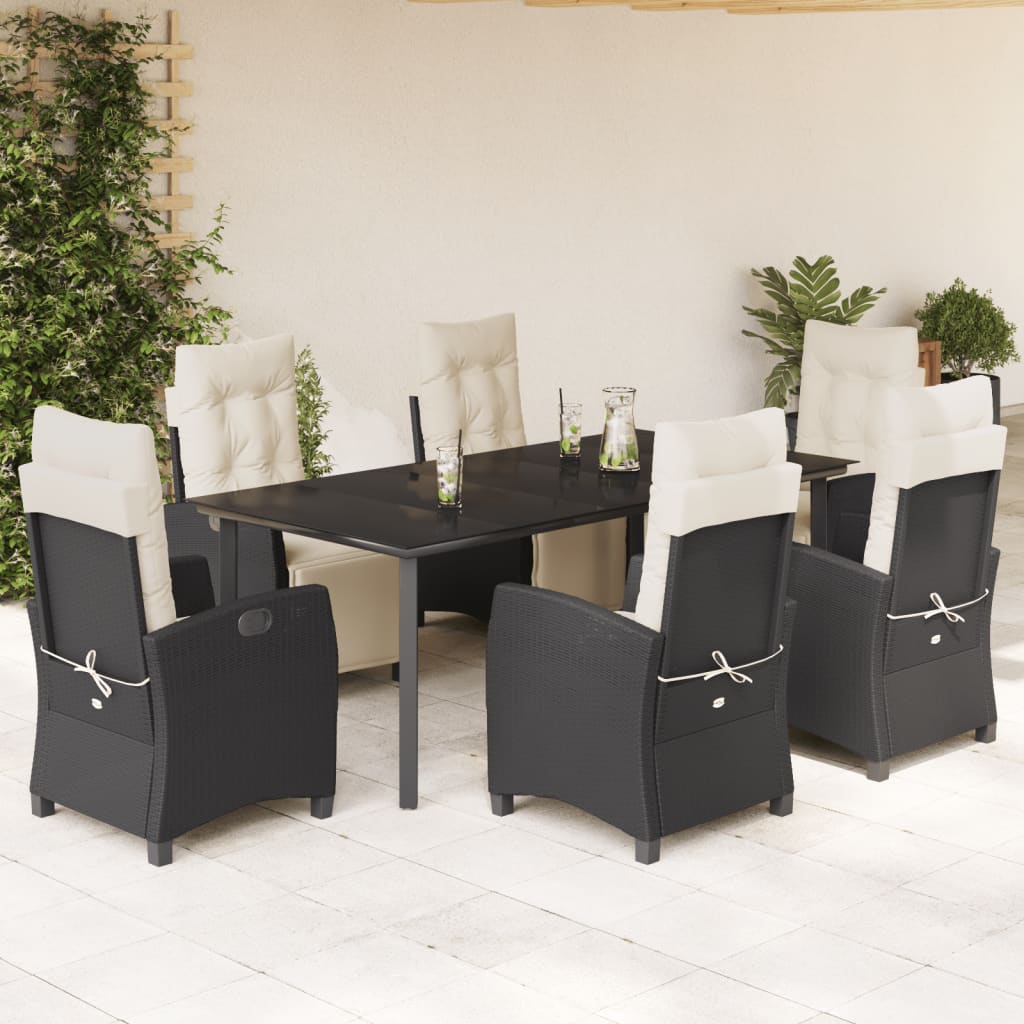5-Delige Tuinset Met Kussens Poly Rattan Zwart