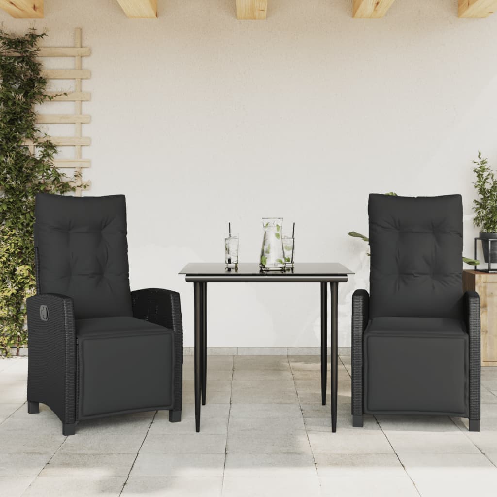 5-Delige Tuinset Met Kussens Poly Rattan Zwart