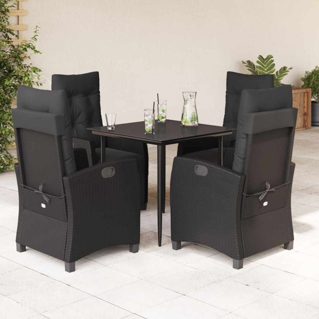 5-Delige Tuinset Met Kussens Poly Rattan Zwart