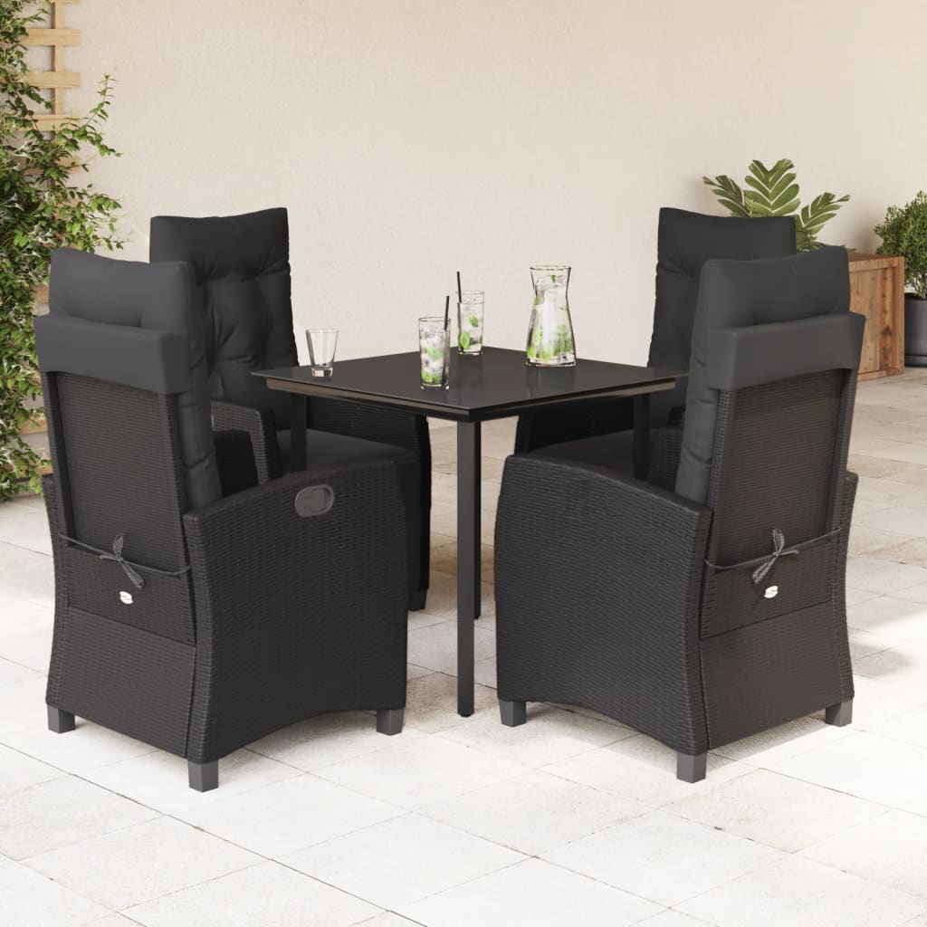 5-Delige Tuinset Met Kussens Poly Rattan Zwart