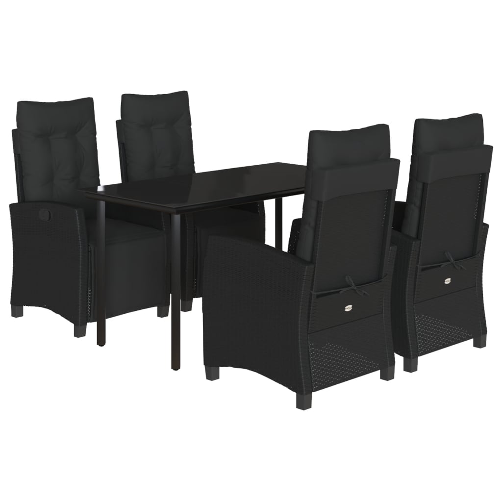 5-Delige Tuinset Met Kussens Poly Rattan Zwart
