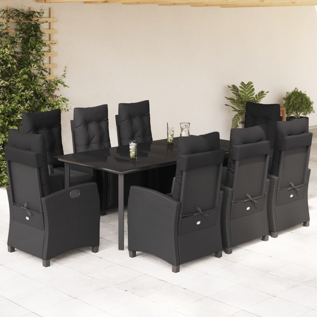 5-Delige Tuinset Met Kussens Poly Rattan Zwart