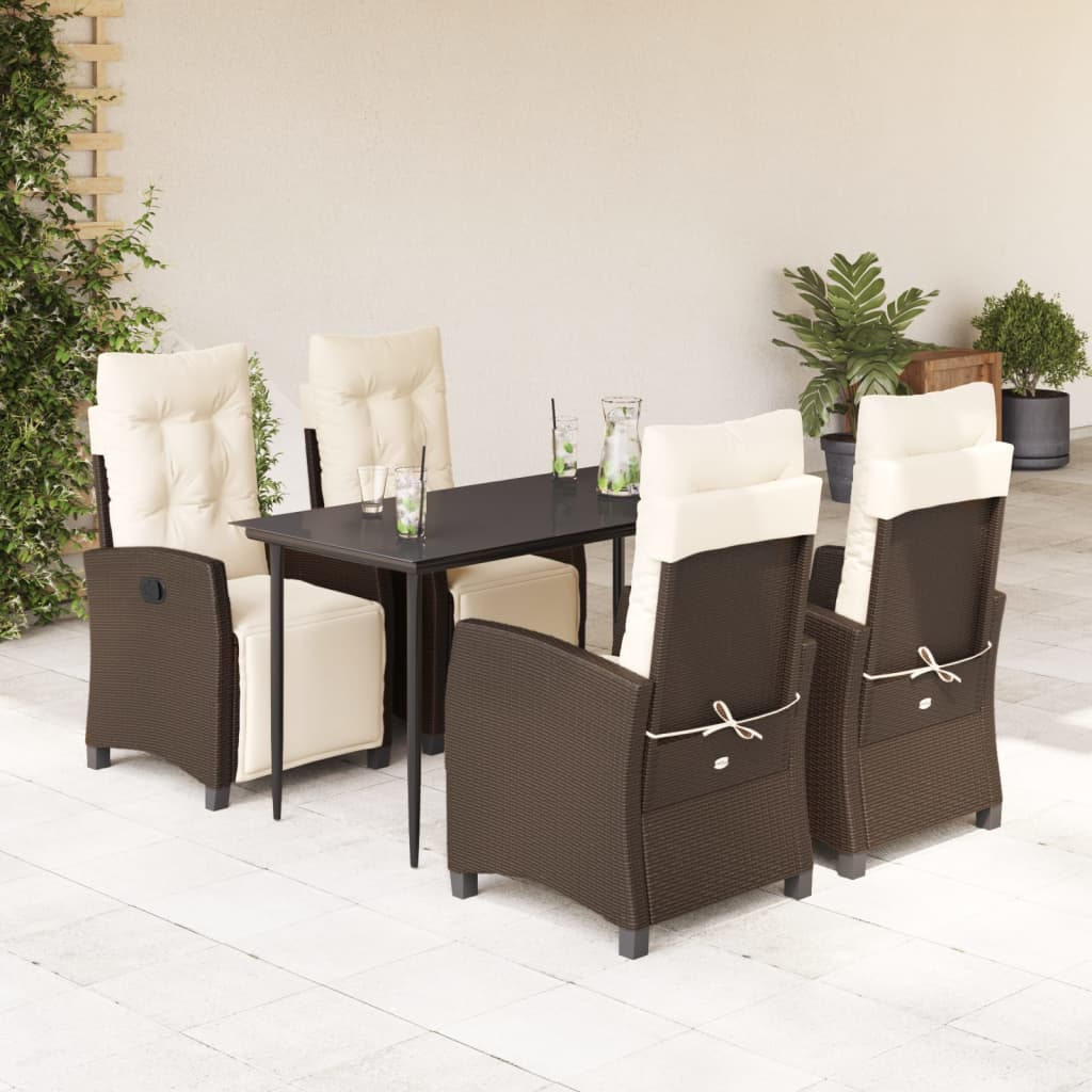 5-Delige Tuinset Met Kussens Poly Rattan Bruin