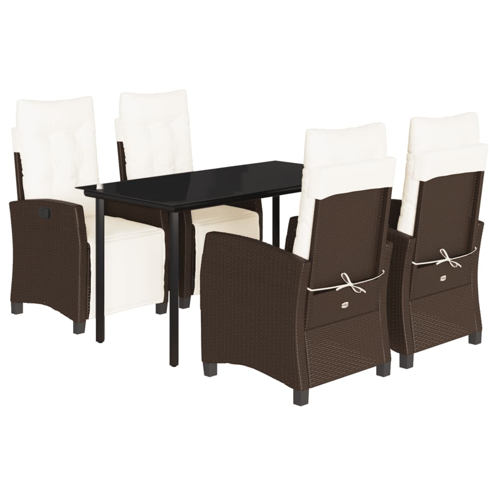 5-Delige Tuinset Met Kussens Poly Rattan Bruin