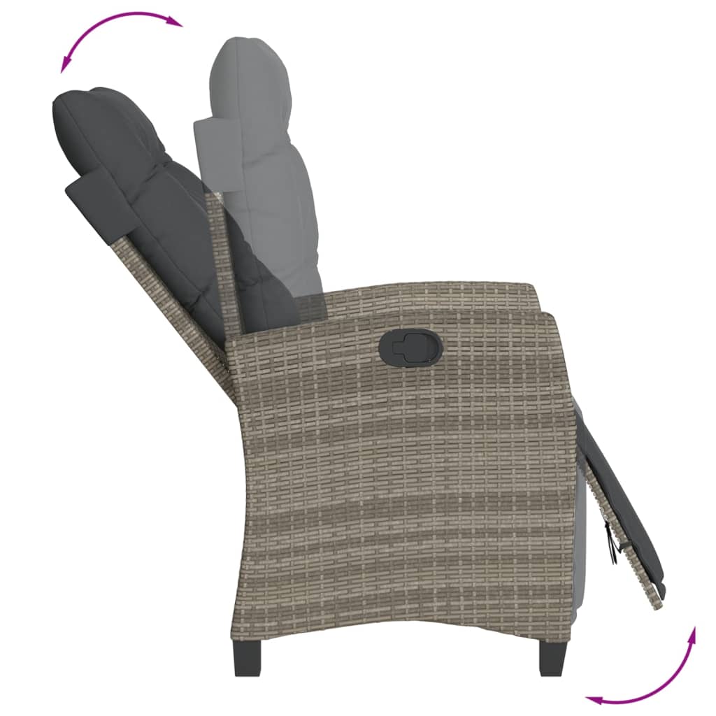 5-Delige Tuinset Met Kussens Poly Rattan Grijs