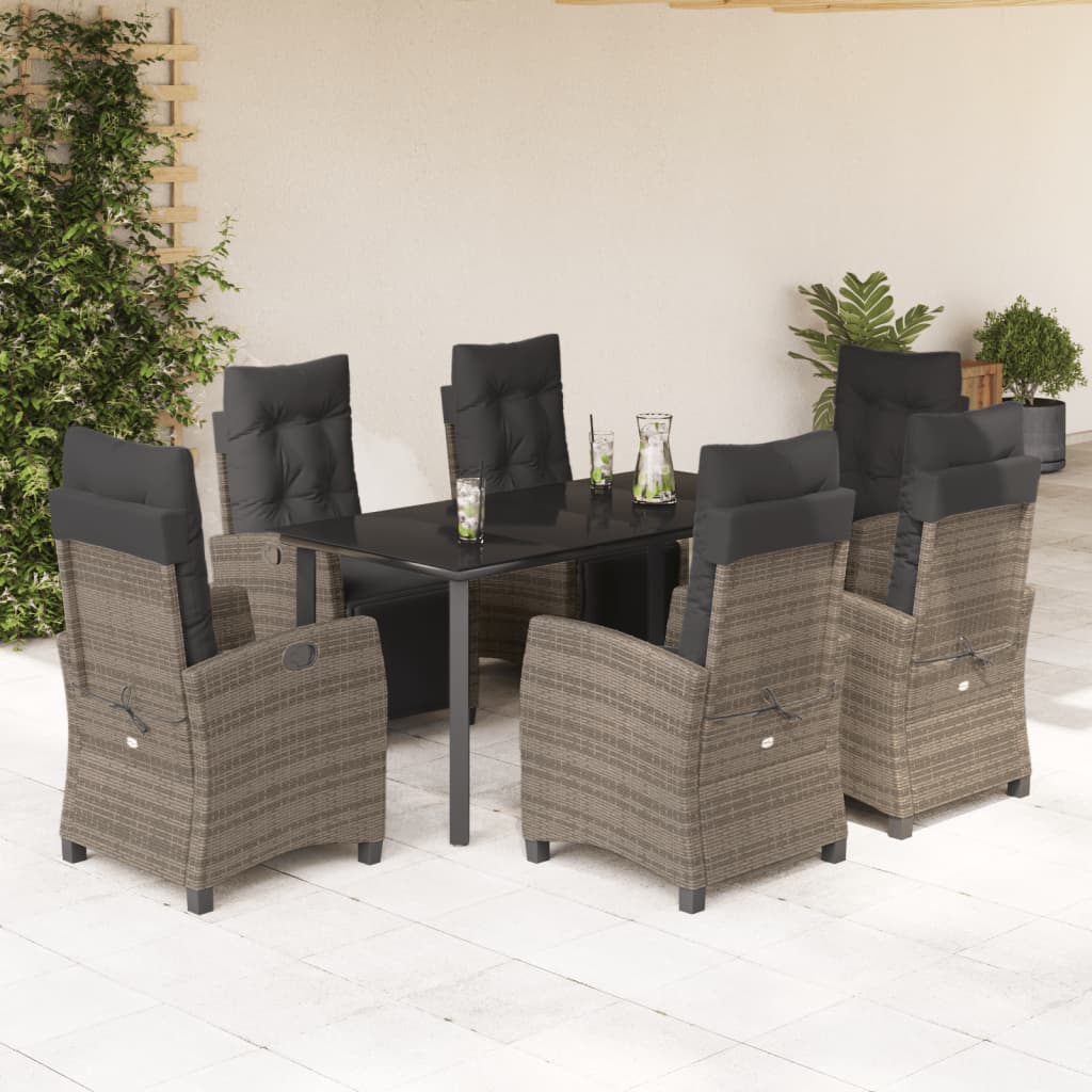 5-Delige Tuinset Met Kussens Poly Rattan Grijs