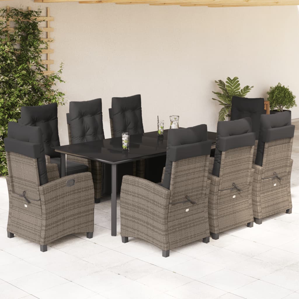 5-Delige Tuinset Met Kussens Poly Rattan Grijs
