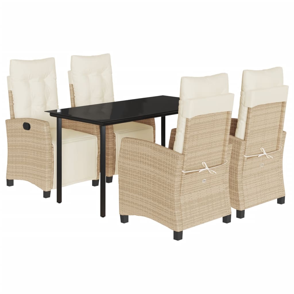 5-Delige Tuinset Met Kussens Poly Rattan Beige