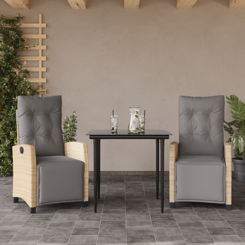 5-Delige Tuinset Met Kussens Poly Rattan Gemengd Beige