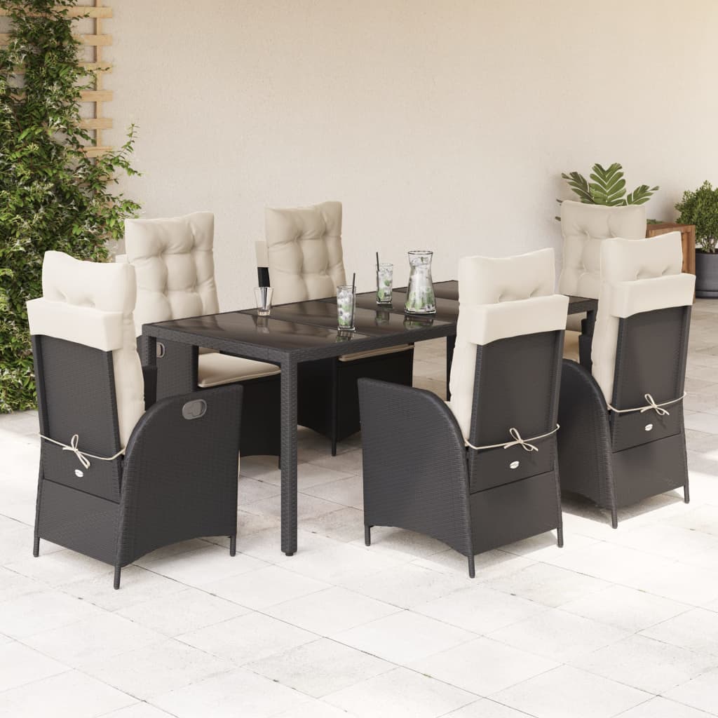 5-Delige Tuinset Met Kussens Poly Rattan Zwart