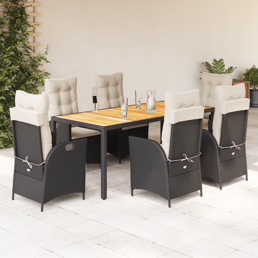 5-Delige Tuinset Met Kussens Poly Rattan Zwart