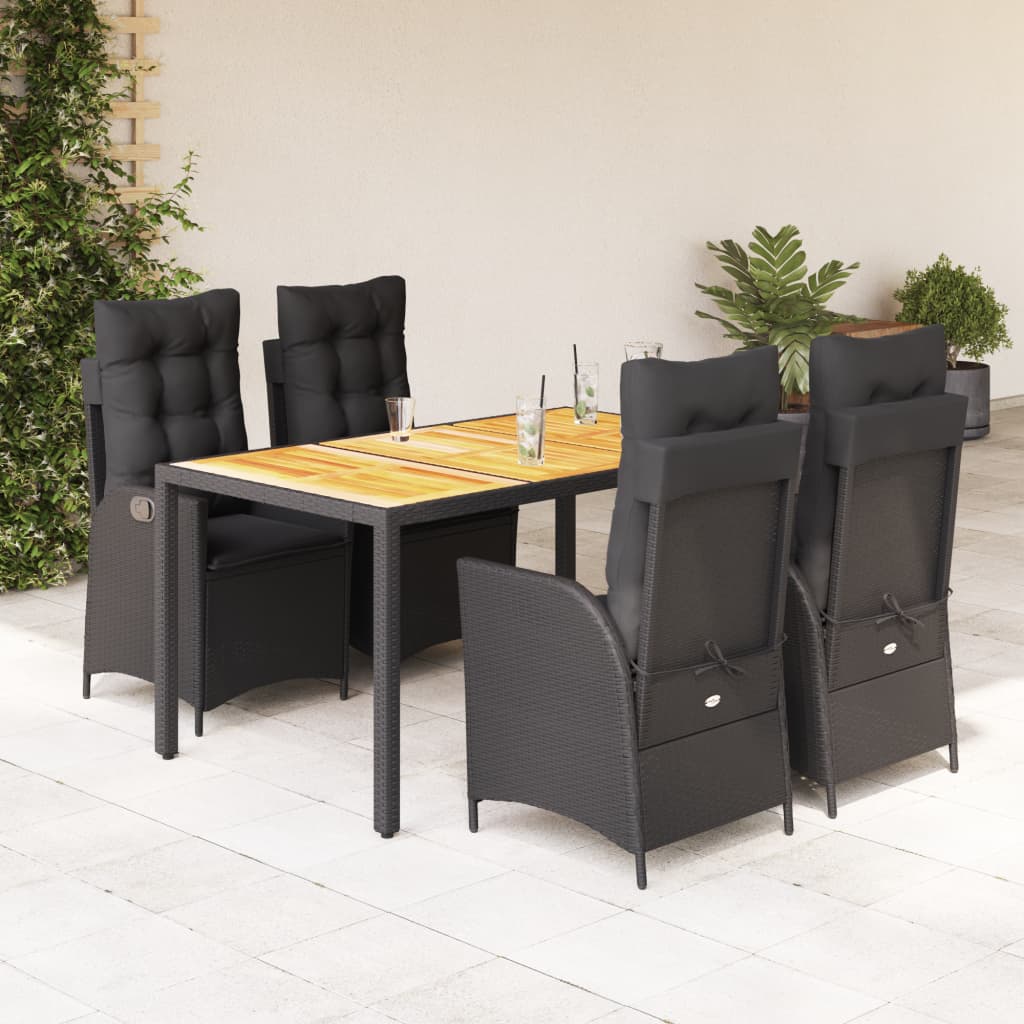 7-Delige Tuinset Met Kussens Poly Rattan Zwart