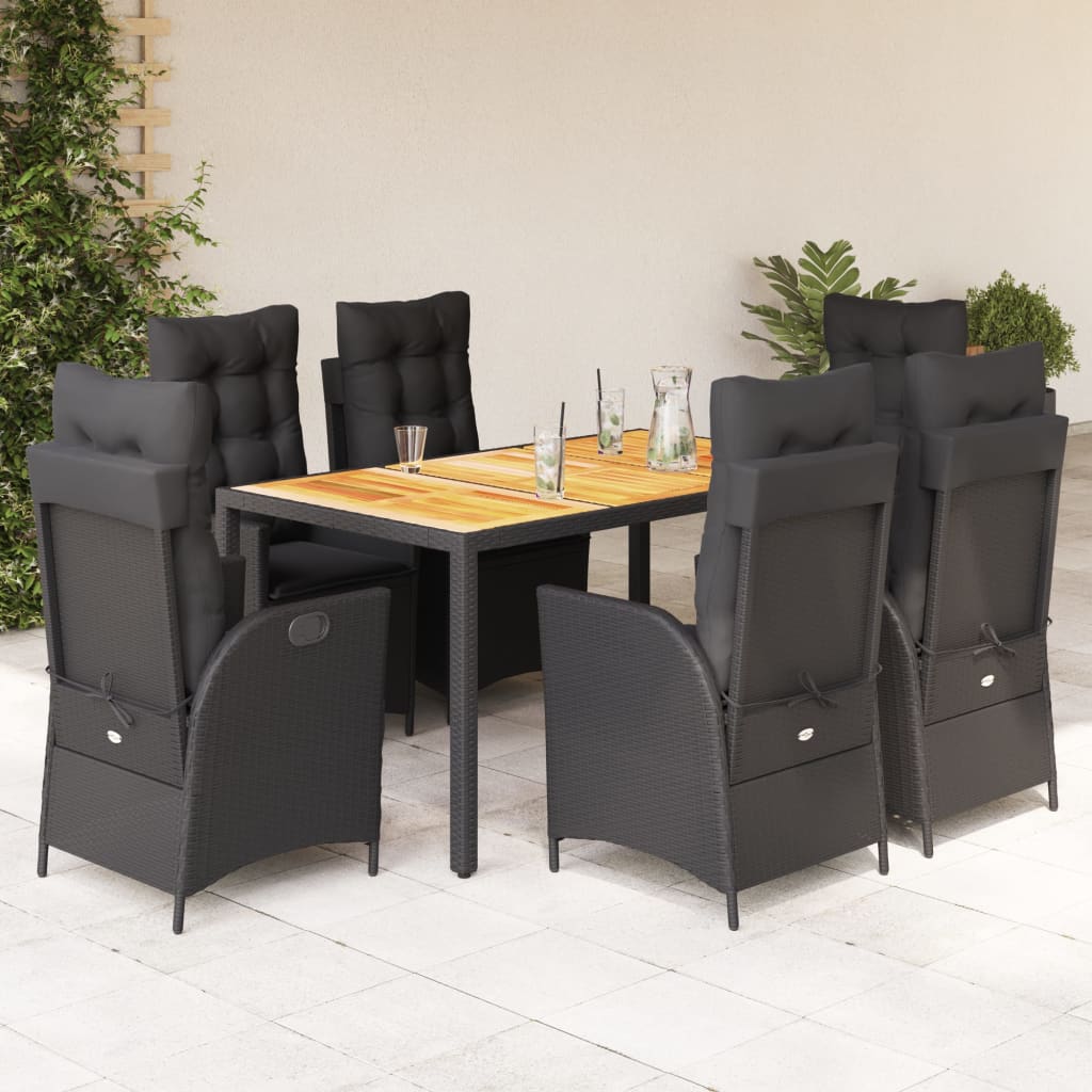 7-Delige Tuinset Met Kussens Poly Rattan Zwart