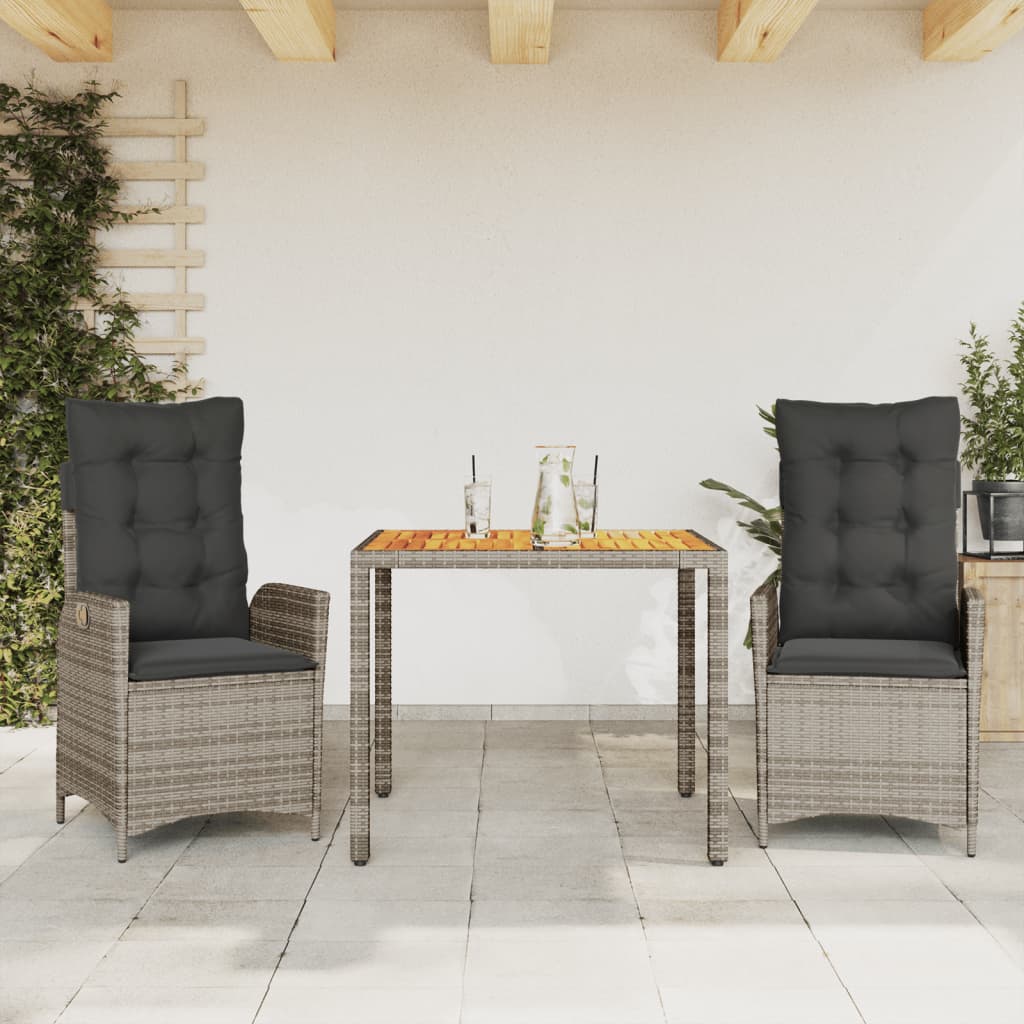 5-Delige Tuinset Met Kussens Poly Rattan Grijs