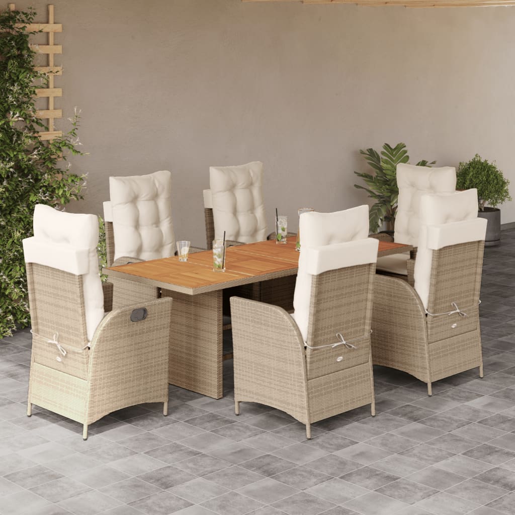 7-Delige Tuinset Met Kussens Poly Rattan