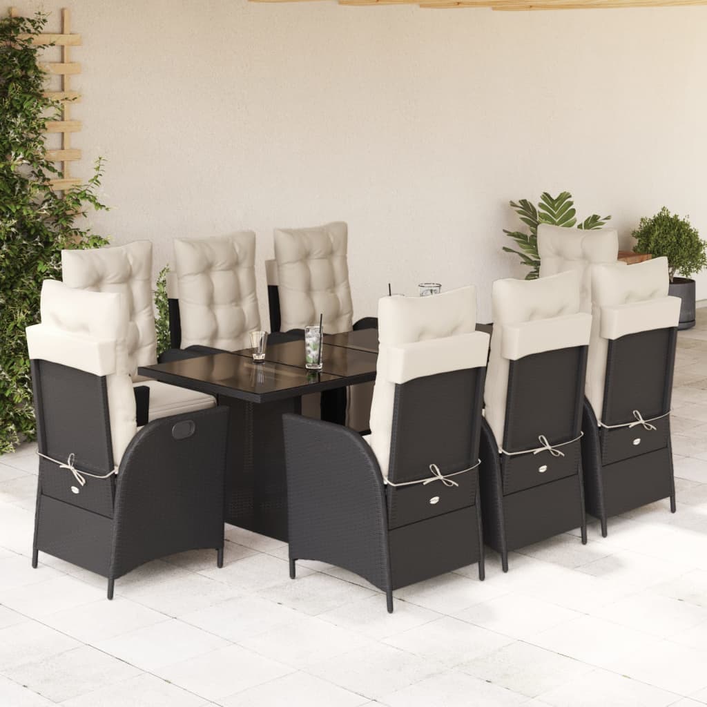 9-Delige Tuinset Met Kussens Poly Rattan