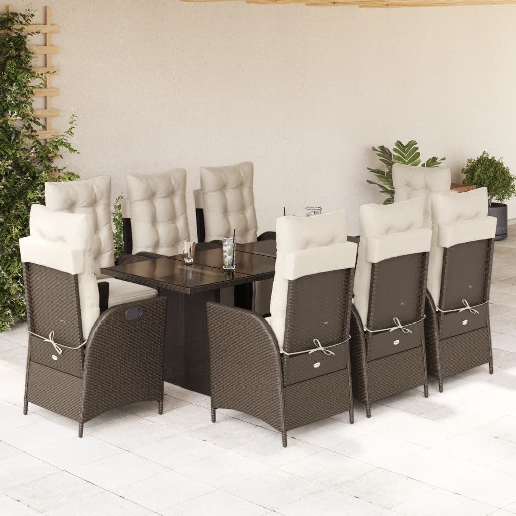 9-Delige Tuinset Met Kussens Poly Rattan