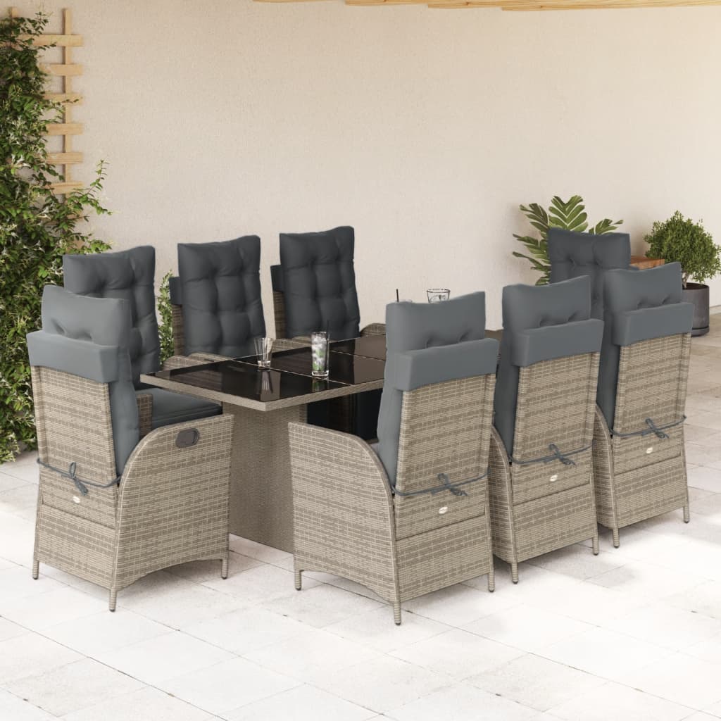 9-Delige Tuinset Met Kussens Poly Rattan