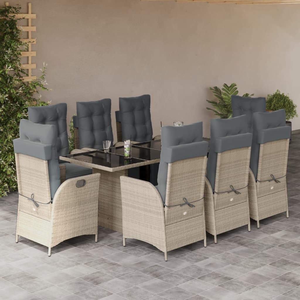 9-Delige Tuinset Met Kussens Poly Rattan