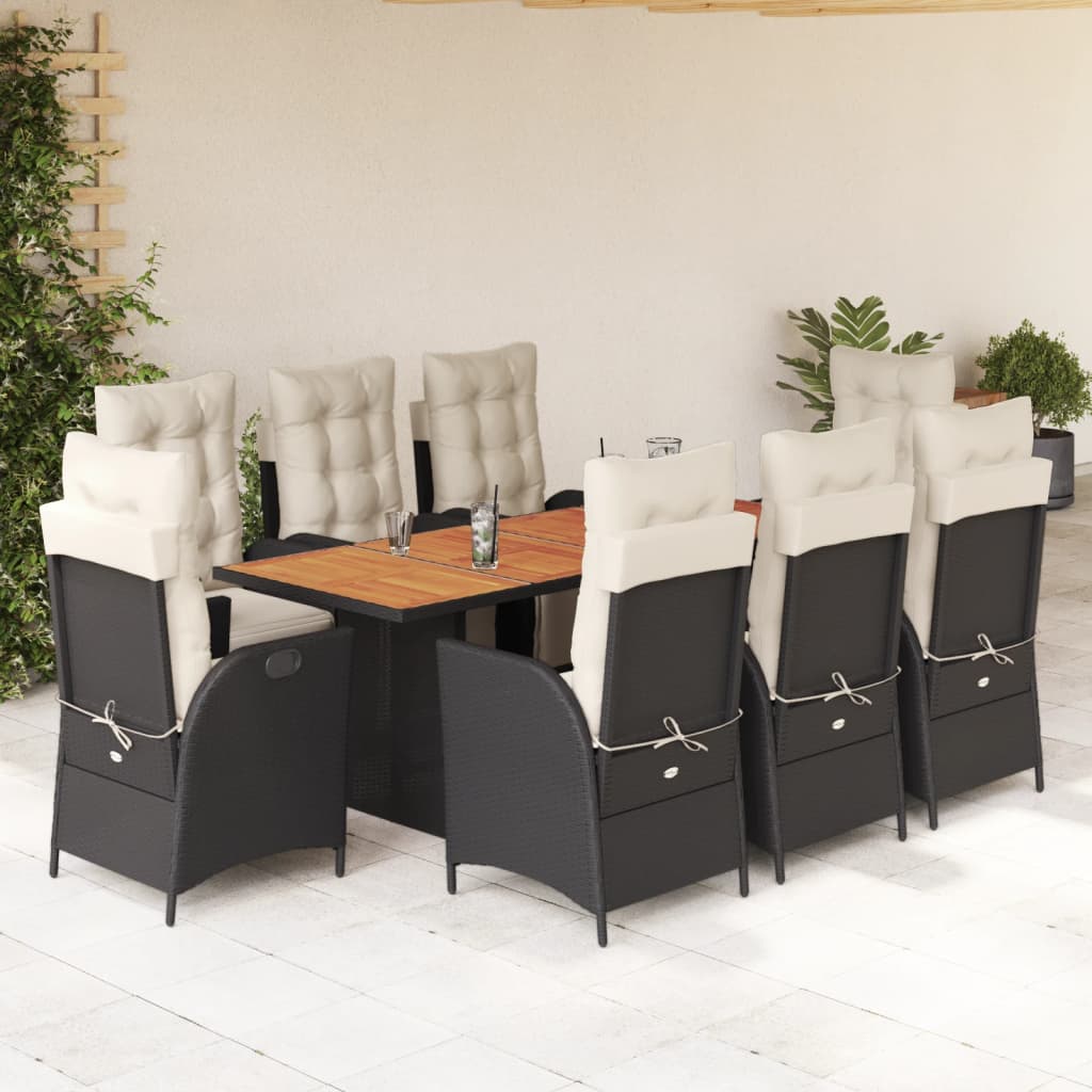 9-Delige Tuinset Met Kussens Poly Rattan