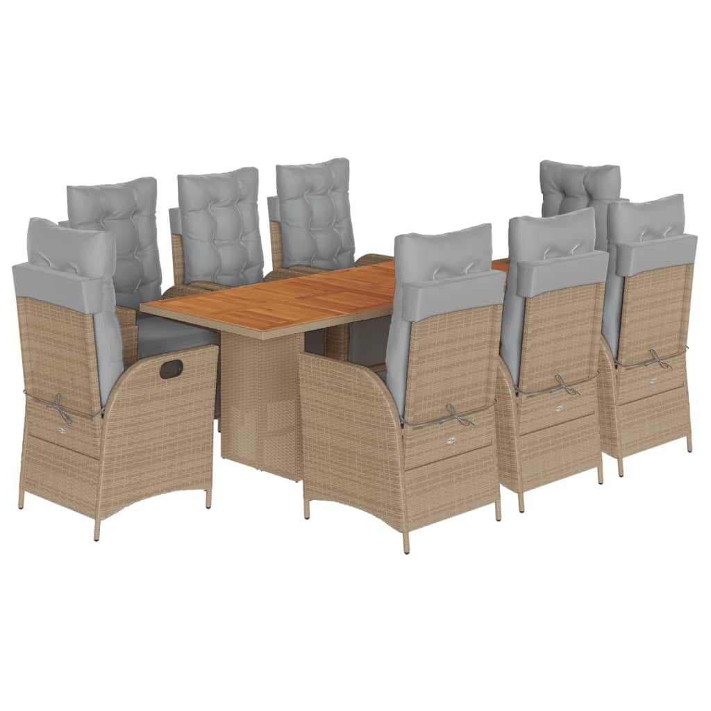 9-Delige Tuinset Met Kussens Poly Rattan