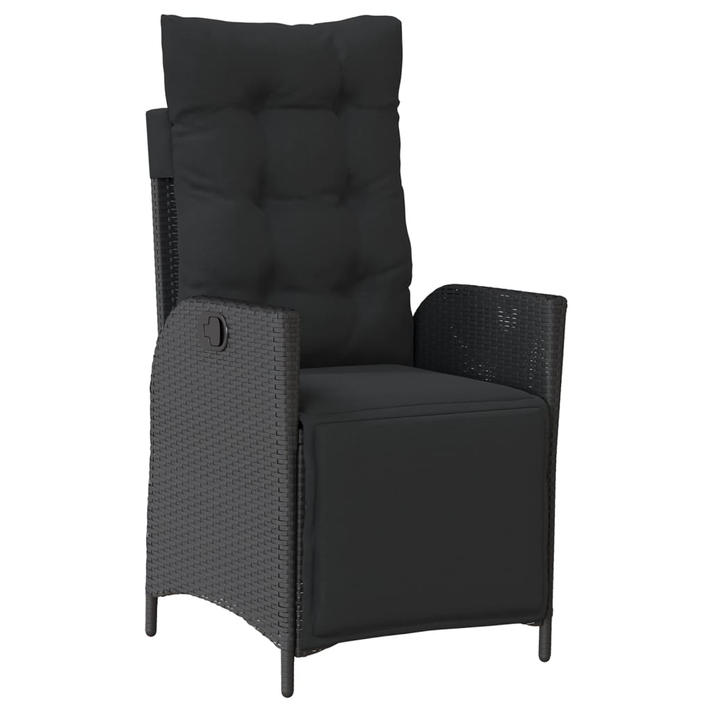 3-Delige Tuinset Met Kussens Poly Rattan Zwart