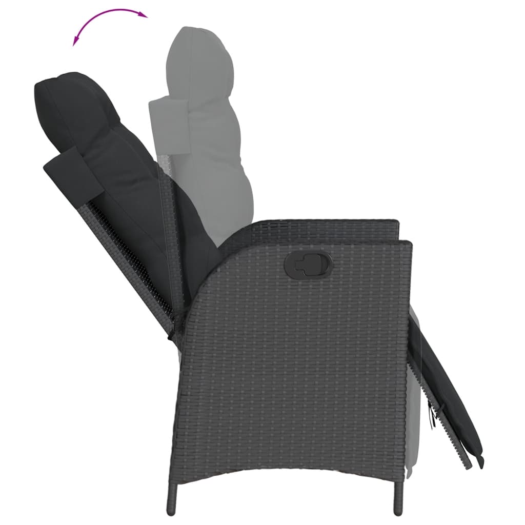 3-Delige Tuinset Met Kussens Poly Rattan Zwart