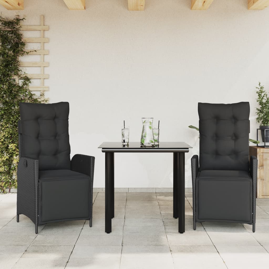 5-Delige Tuinset Met Kussens Poly Rattan Zwart