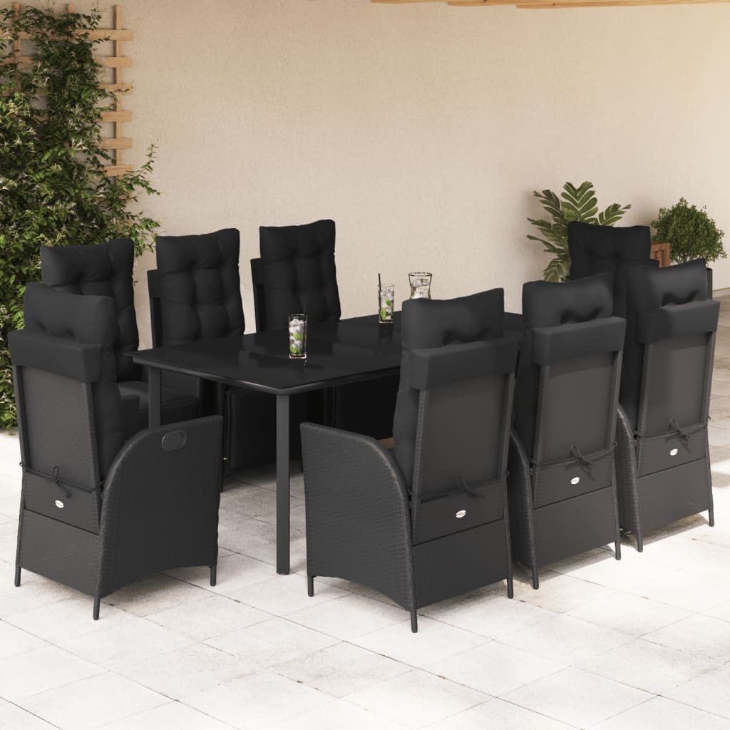 5-Delige Tuinset Met Kussens Poly Rattan Zwart
