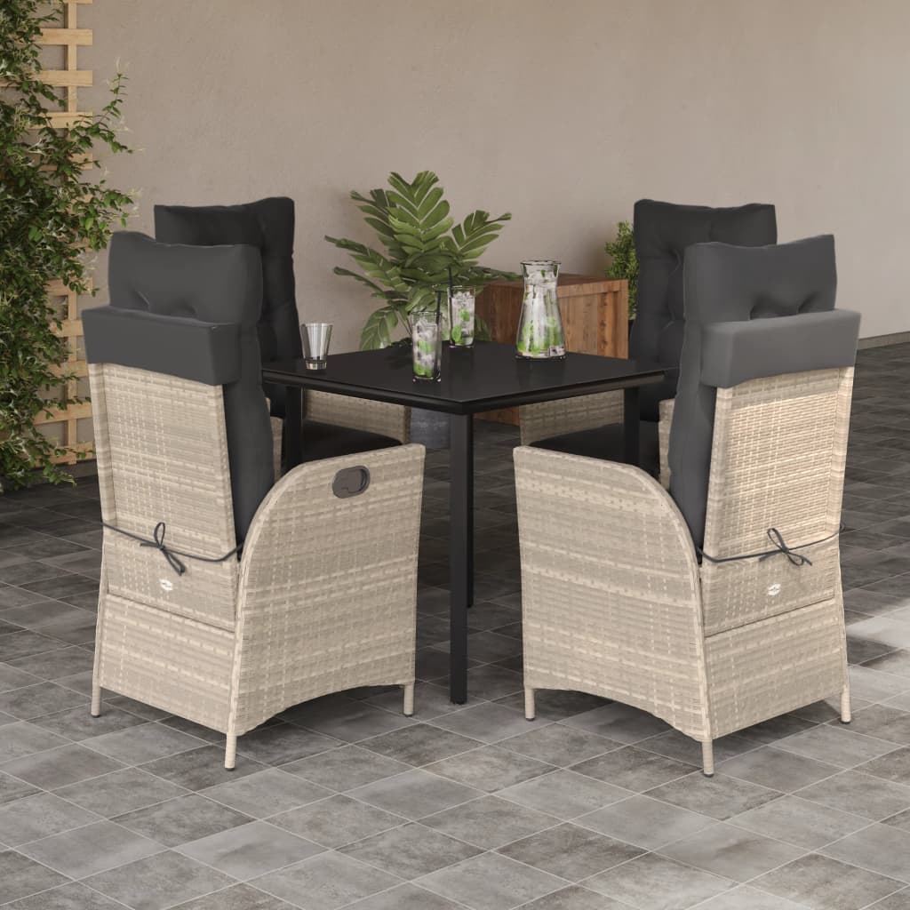3-Delige Tuinset Met Kussens Poly Rattan Lichtgrijs