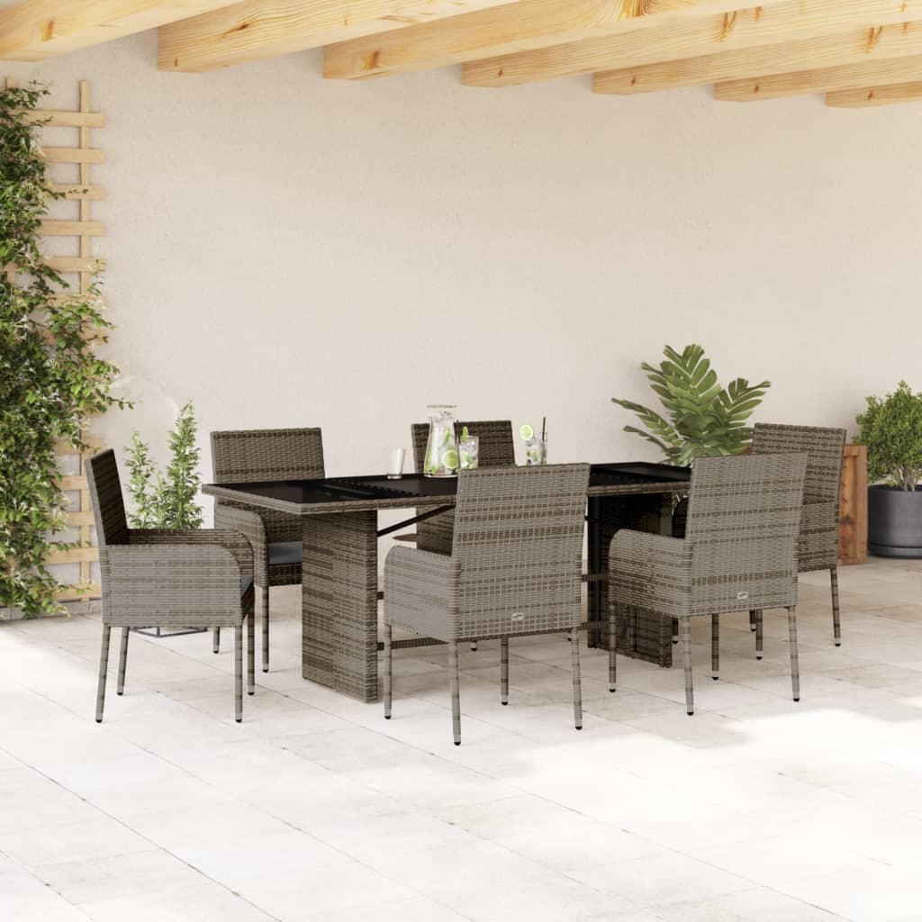 7-Delige Tuinset Met Kussens Poly Rattan