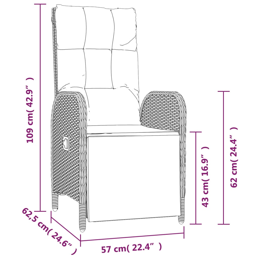 9-Delige Tuinset Met Kussens Poly Rattan