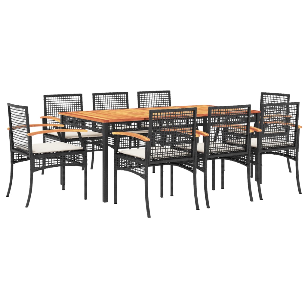9-Delige Tuinset Poly Rattan Zwart