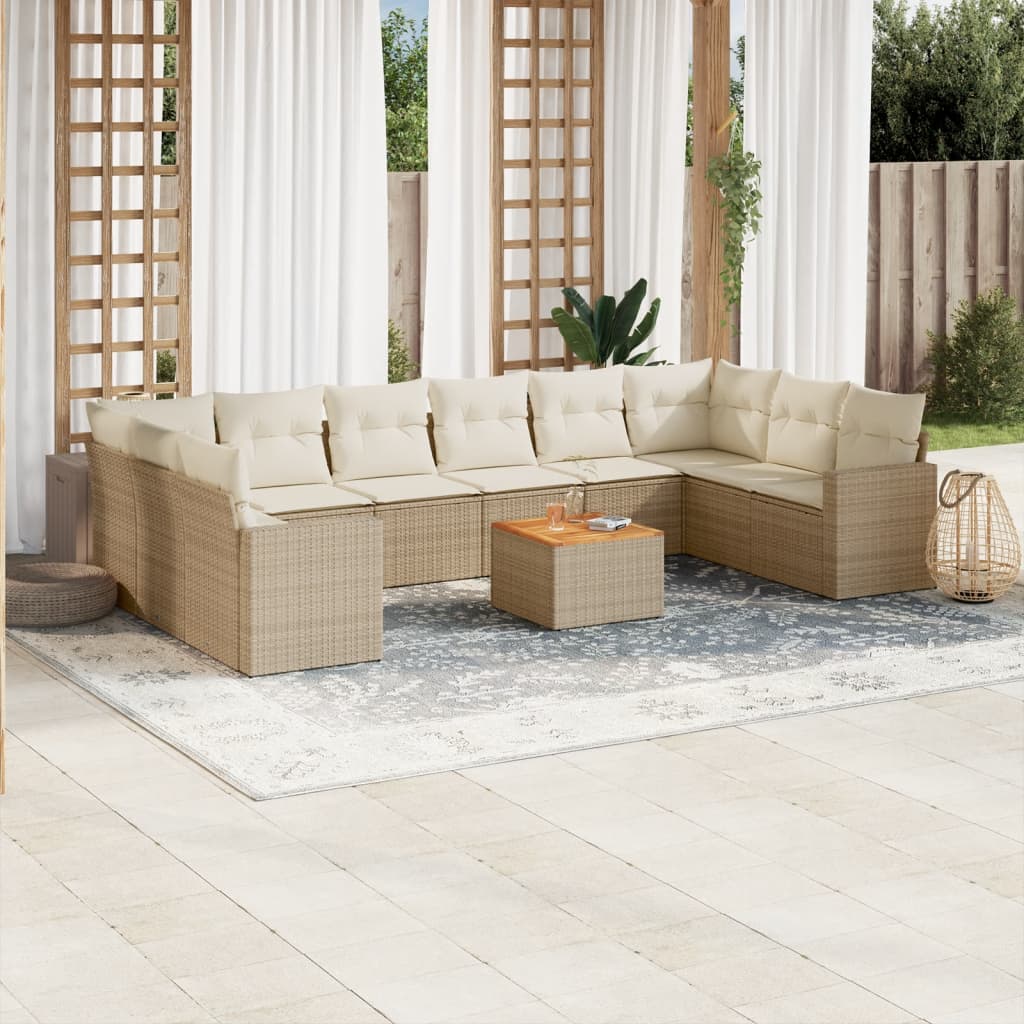 11-Delige Tuinset Met Kussens Poly Rattan