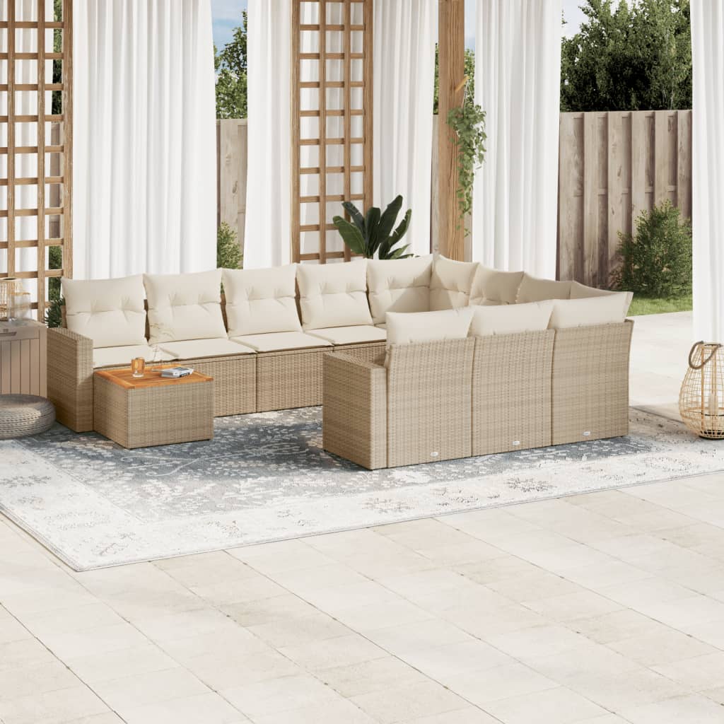 11-Delige Tuinset Met Kussens Poly Rattan