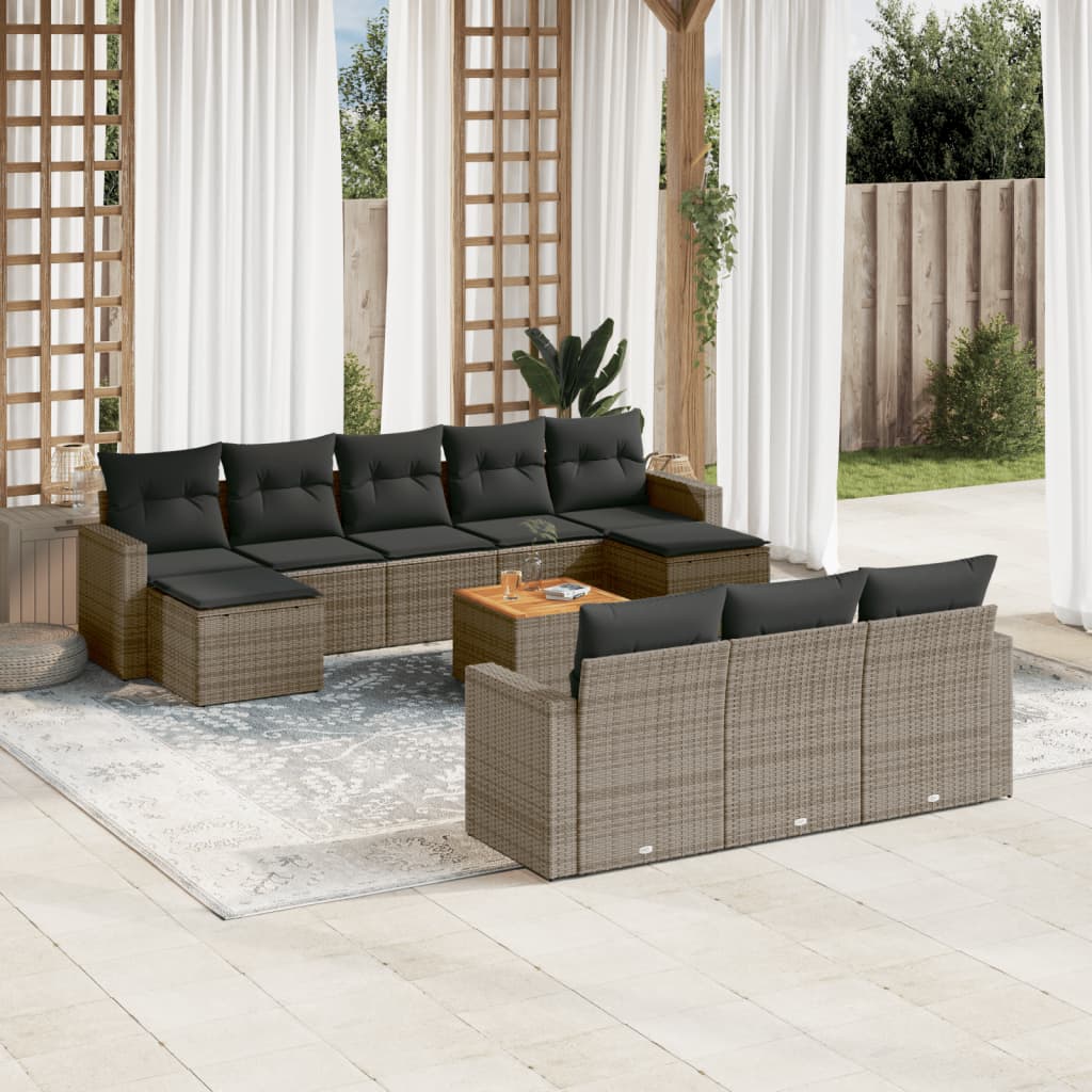 11-Delige Tuinset Met Kussens Poly Rattan