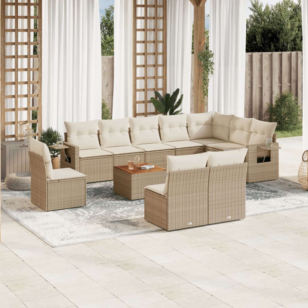 11-Delige Tuinset Met Kussens Poly Rattan