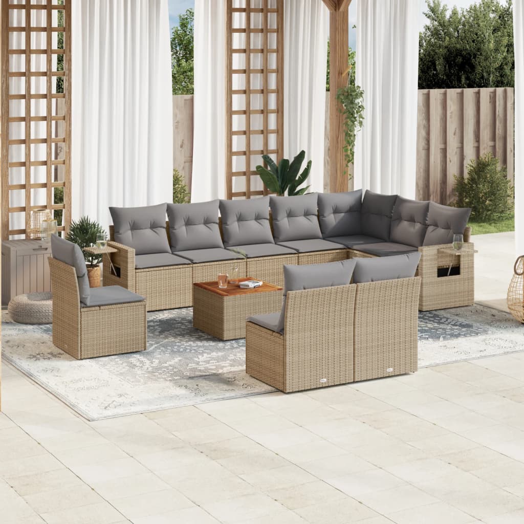 11-Delige Tuinset Met Kussens Poly Rattan