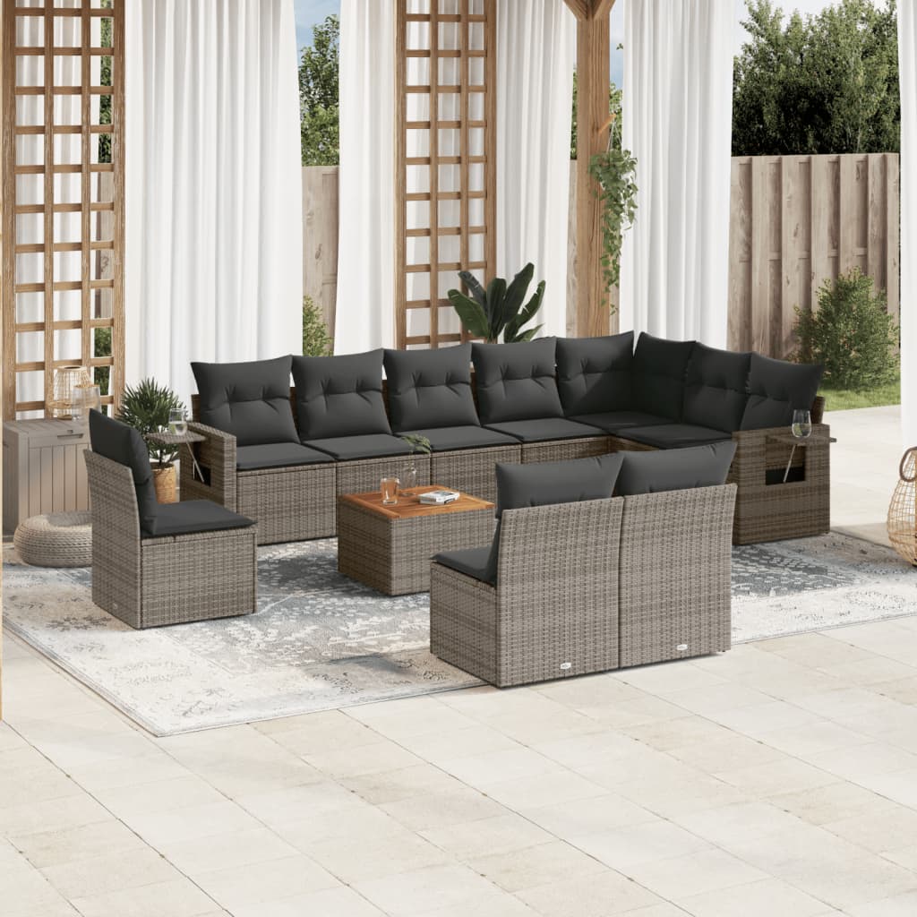 11-Delige Tuinset Met Kussens Poly Rattan
